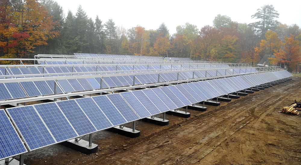 Part of an 800-panel solar installation is seen last year at Mount Abram Ski Area in Greenwood. A developer has proposed a 2,800-panel installation for the town of Washington.