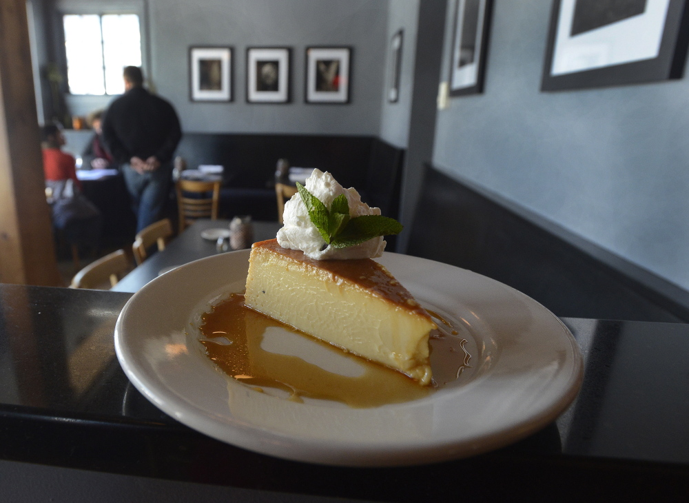 The recipe for Blue Spoon’s coconut caramel flan “came from a Cuban grandmother,” said chef/owner David Iovino.