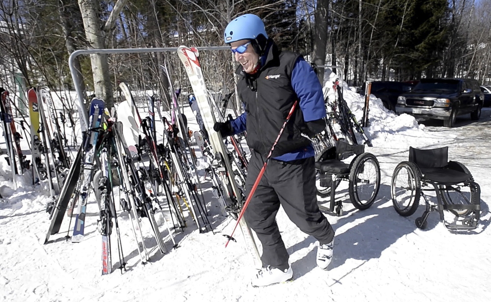 Mike Benning, a gold medalist in the national handicapped skiing championships, is a volunteer mentor for Camp No Limits. “Amputees speak the same language, and to be able to speak that language in a safe environment is what this is all about,” he said.