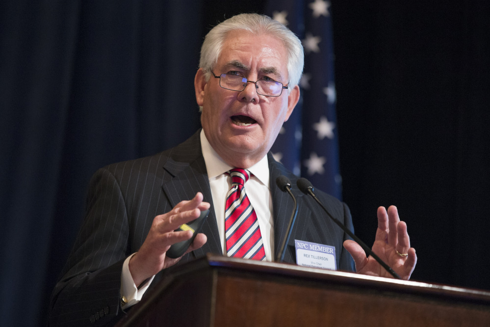 ExxonMobil CEO Rex Tillerson delivers remarks on the release of a report by the National Petroleum Council on oil drilling in the Arctic on Friday in Washington.
