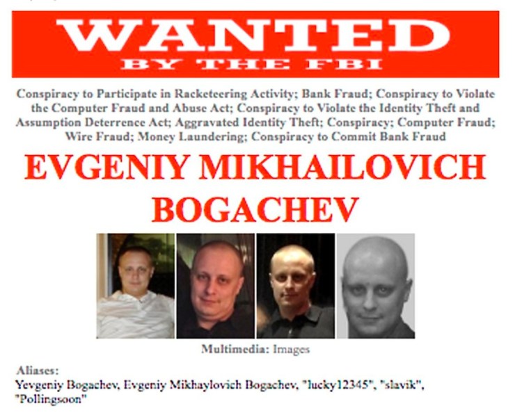 This image provided by the FBI shows a detail of the wanted poster for alleged cyber criminal Evgeniy Bogachev. The Associated Press