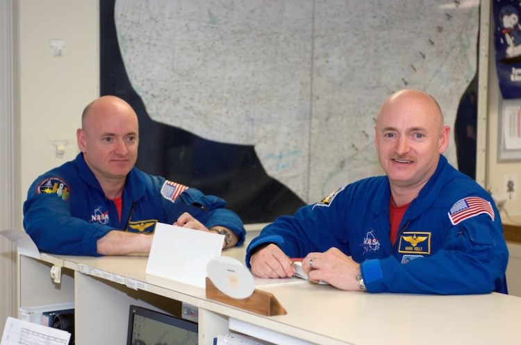 Astronauts Mark Kelly (right) and his identical twin brother, Scott. NASA