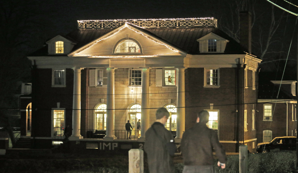 Students participating in rush pass by the Phi Kappa Psi house at the University of Virginia in Charlottesville, Va., in this Jan. 15 file photo.
