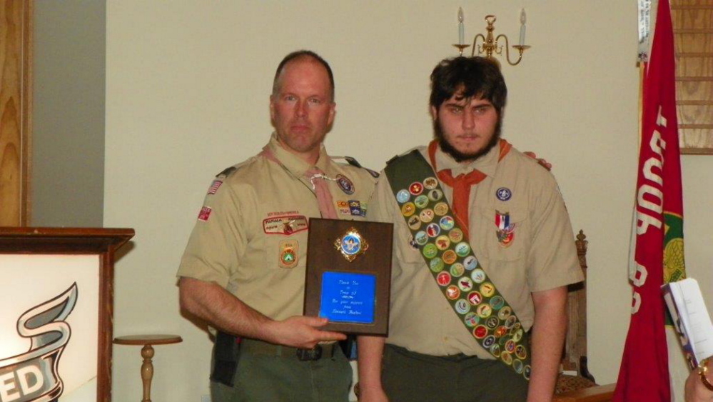 Kenneth Basford, right, and his Scoutmaster Rod Charette.