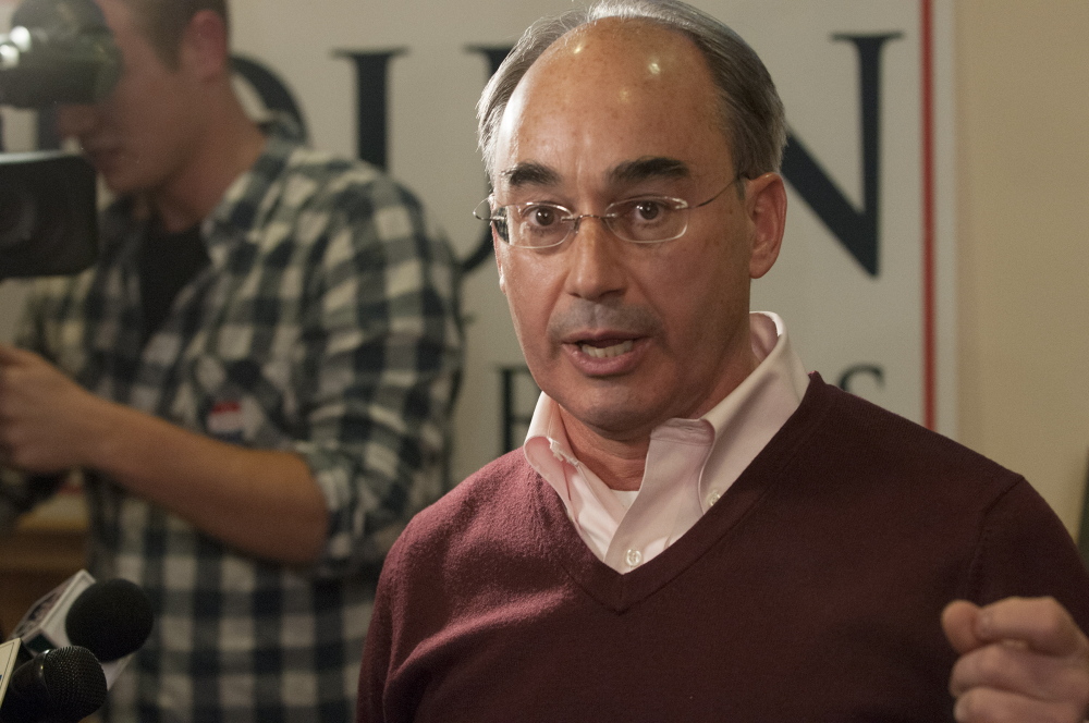 Bruce Poliquin speaks to his supporters gathered in Bangor in 2014.