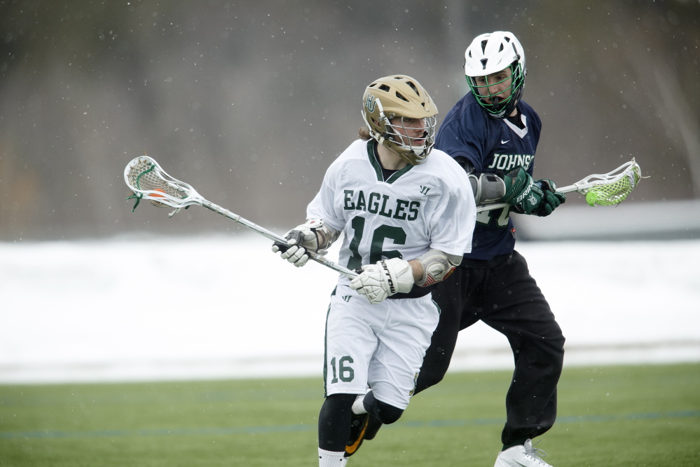 Husson University’s Zack Glazier has scored 33 goals this season to rank fifth in the North Atlantic Conference. The Winthrop graduate has also caused 17 turnovers and is second on the team with 66 ground balls.
