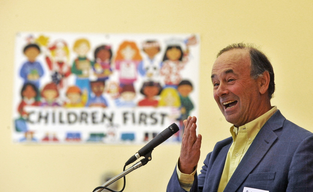 Bill Alfond, president of the William and Joan Alfond Foundation, speaks on Thursday about funding for a new early childhood program in Skowhegan to be run by the Kennebec Valley Community Action Program.