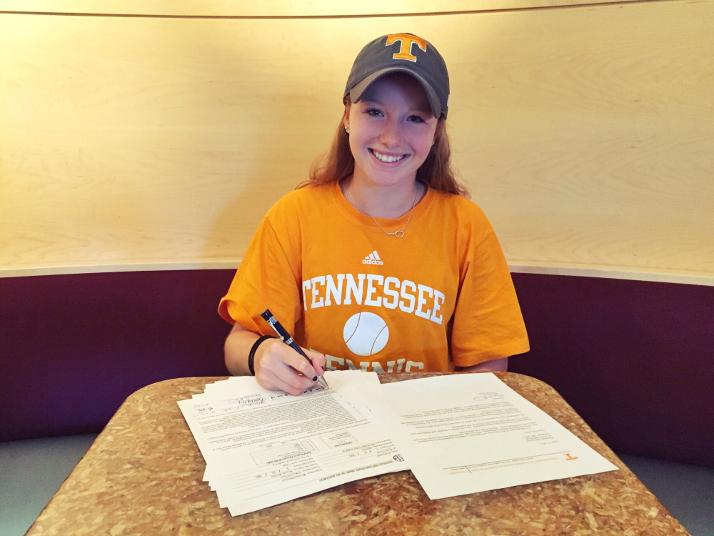 Sadie Hammond, a Belgrade native, signs her National Letter of Intent to play tennis at the University of Tennessee.