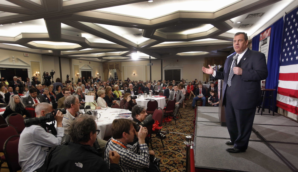 New Jersey Gov. Chris Christie. speaks at a Republican Leadership Summit on Friday in Nashua, N.H.