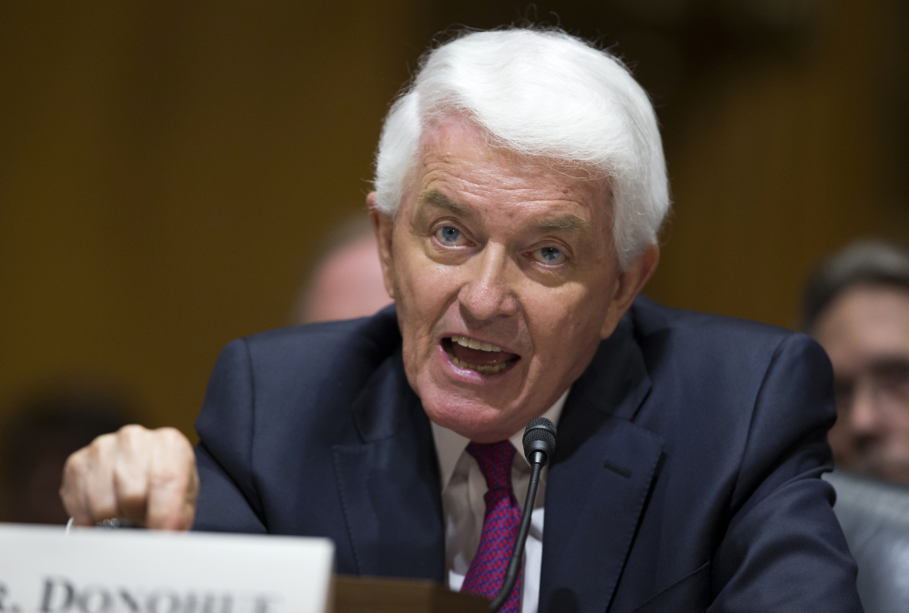 U.S. Chamber of Commerce President Tom Donohue testifies at the Senate Finance Committee hearing on "fast track" authority for trade deals.