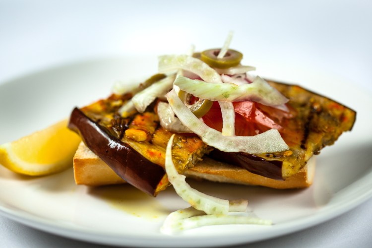 Grilled Eggplant Nicoise Sandwich