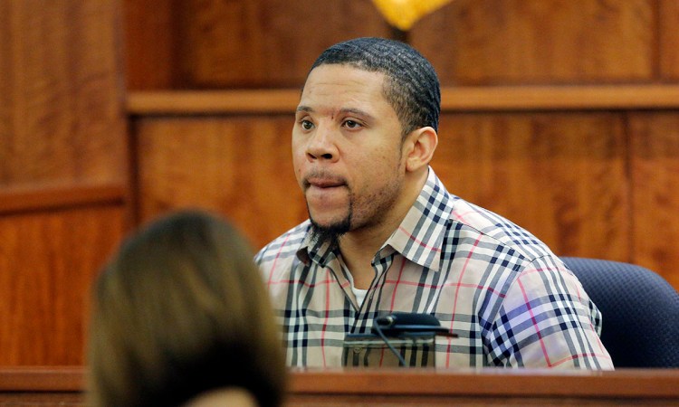 Prosecution witness Alexander Bradley is questioned by the prosecution without the jury present during Aaron Hernandez's murder trial. Without the jury present, Bradley said  Hernandez often said helicopters and police were following him, but the judge ruled that Bradley could not testify about that. The Associated Press