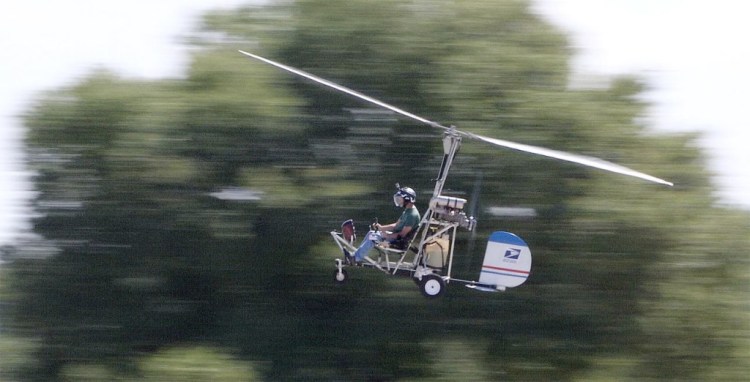 Doug Hughes flies his gyrocopter near the Wauchula Municipal Airport in Wauchula, Fla., in March. The Tampa Bay Times via AP