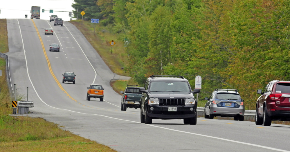 Vehicles drive U.S. Route 202 in this September 2014 file photo from Winthrop, where road work is planned for this summer between Winthrop and Lewiston.