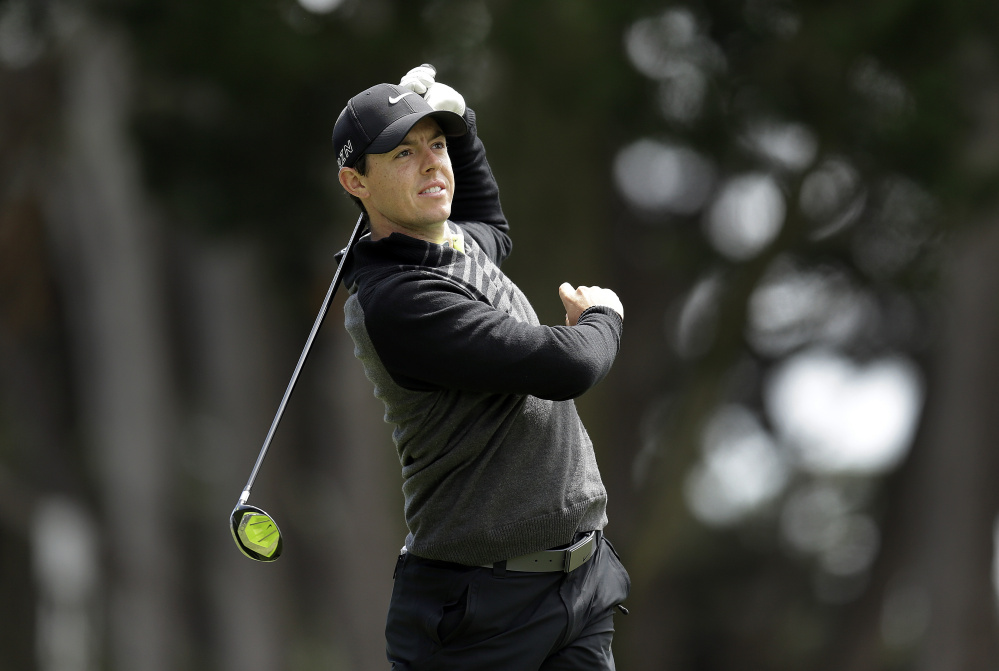 Rory McIlroy hits off the eleventh tee Sunday during the Match Play Championship at TCP Harding Park in San Francisco. McIlroy won the tournament.