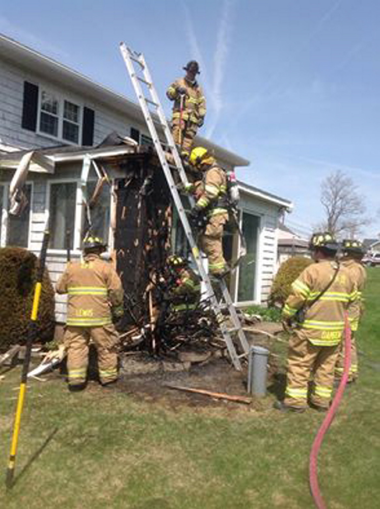 Augusta firefighters went to 2414 North Belfast Ave. on Thursday in response to a report of a brush fire that damaged an attached porch.