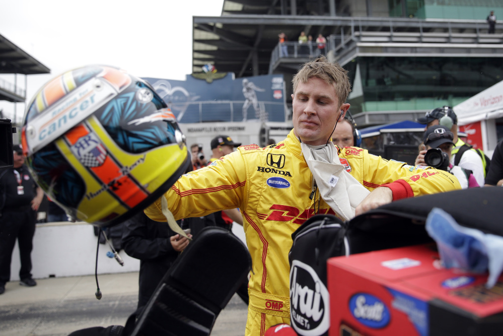 Ryan Hunter-Reay removes his helmet after he qualified for the Indianapolis 500 last week at Indianapolis Motor Speedway.