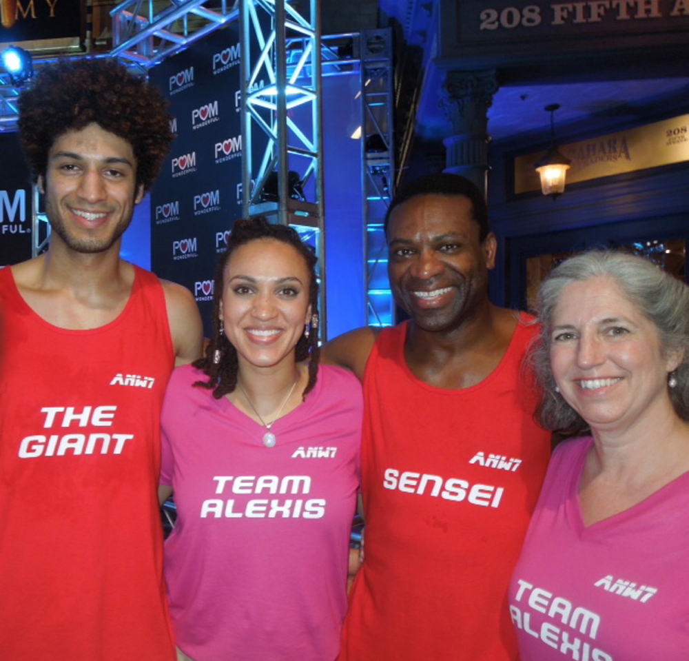The Alexis family traveled to Orlando, Fla., earlier this month to watch Jonathan Alexis, left, and his father, also Jonathan Alexis, second from right, compete in the “American Ninja Warrior” competition. The competition will be aired on NBC starting Monday at 8 p.m. Also shown are Asia Alexis, second from left, and Debbie Michaud-Alexis.