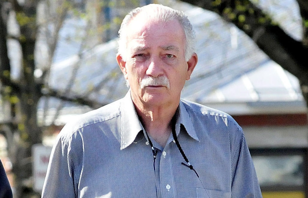 Louis Padula leaves Skowhegan District Court after a hearing earlier this month. Padula pleaded guilty Wednesday to a charge of disorderly conduct, and other changes against him in connection with an investigation of gambling at the Madison VFW post have been dropped.