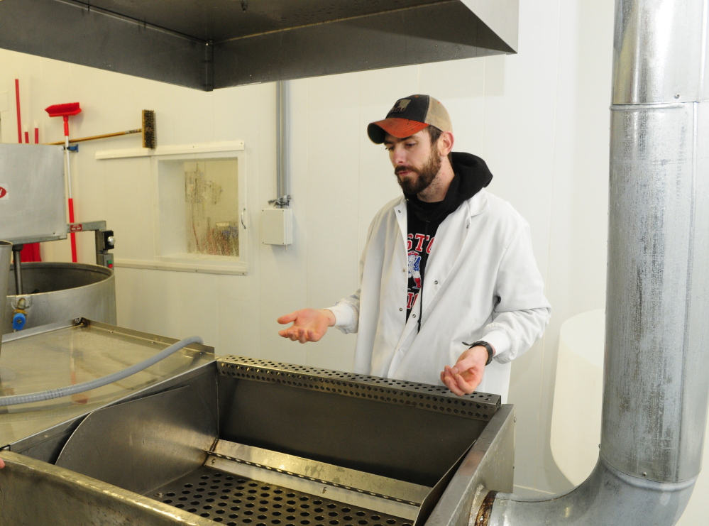 Ryan Wilson leads a tour on March 5 at Common Wealth Poultry Co. in Gardiner.