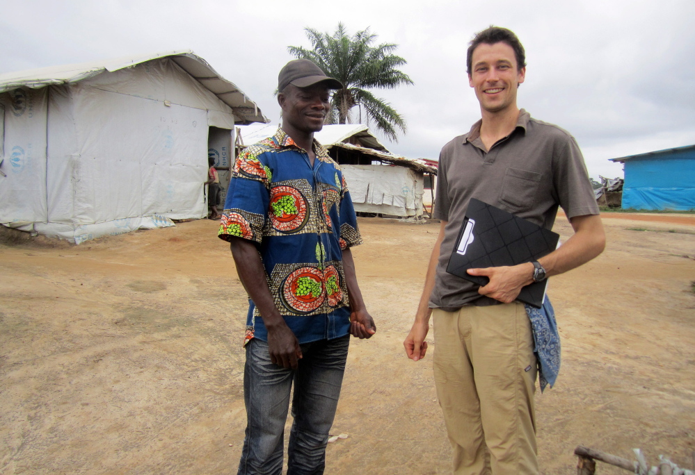 Colby College graduate Benjamin Morse conducting research in the outskirts of Monrovia, Liberia, in March 2015.