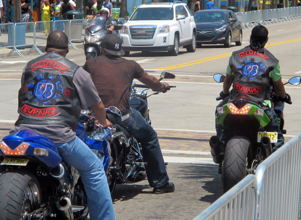 Motorcyclists ride through Myrtle Beach, S.C., this week in a prelude to the tens of thousands of bikers that are expected in the area over Memorial Day weekend. They will be coming for the annual Atlantic Beach Bikefest that kicks off in the predominantly black hamlet.