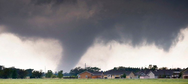 A tornado passes near Halstead, Kansas on Wednesday, May 6. 