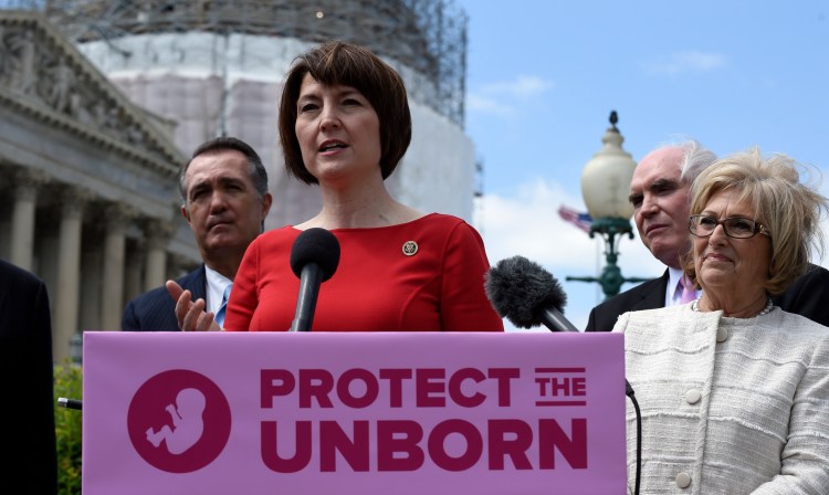 Rep. Cathy McMorris Rodgers, R., Wash., speaks during a news conference Wednesday on the Pain-Capable Unborn Child Protection Act. Republicans finally won House approval for the bill after dropping rape provisions. 
The Associated Press