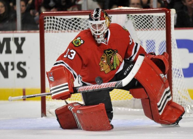 AP photo 
 Scott Darling is a backup goalie for the Chicago Blackhawks. Darling once played two seasons for the University of Maine.
