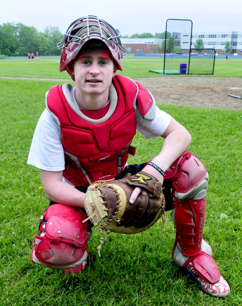Staff photo by David Leaming 
 Messalonskee High School catcher Trevor Gettig has been a major contributor to the team's success. Gettig, a four-year starter, anchors a dominant rotation and also hits leadoff for the fourth-seeded Eagles.