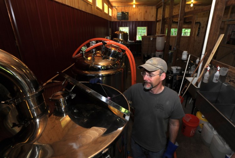 Jeff Powers brews a batch at Bigelow Brewing in Skowhegan on Thursday.