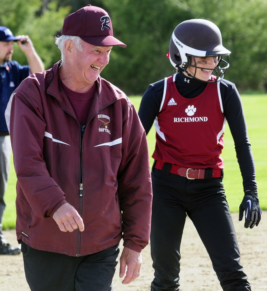 Richmond softball coach Rick Coughlin and sophomore Meranda Martin will lead the Bobcats to the Western D regional final against Searsport today at St. Joseph’s College in Standish.
