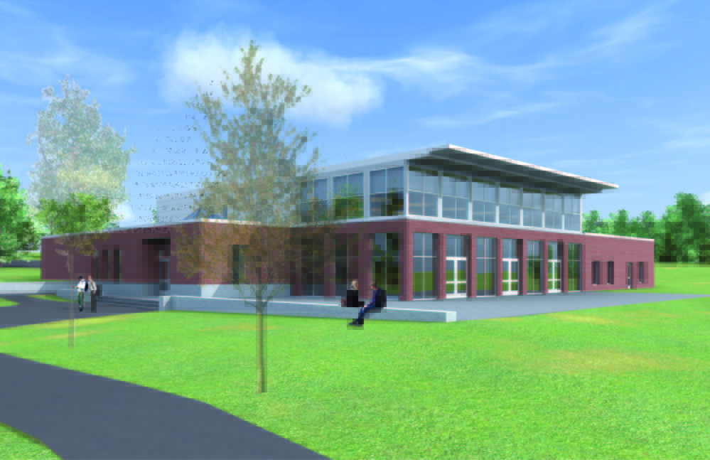 This artist’s rendition shows a dining hall to be erected at Kents Hill School, in Readfield, with the support of a $3.5 million matching grant from the Alfond Foundation.