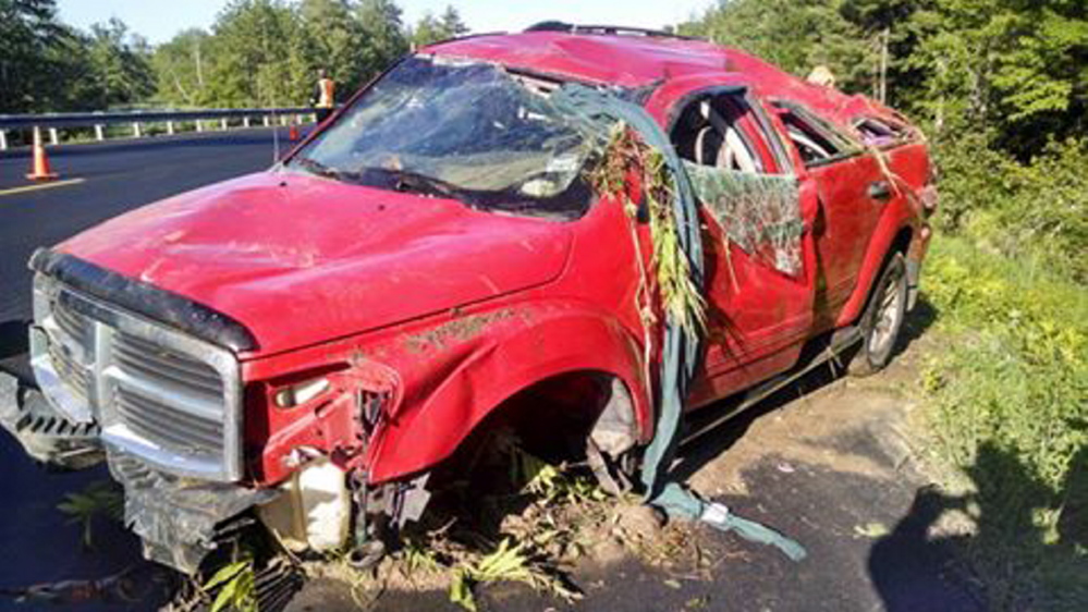 A 2004 Dodge Durango crashed Saturday morning off Route 202 in Monmouth.