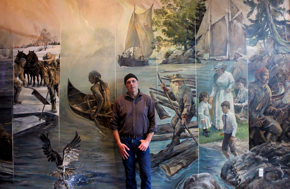 Contributed photo
Hallowell artist Christopher Cart will give a presentation at 6:30 p.m. Thursday, June 25, at Hallowell City Hall Auditorium about the process of creating his large scale mural “Kennebec” at the Kennebec County Superior Courthouse in Augusta.