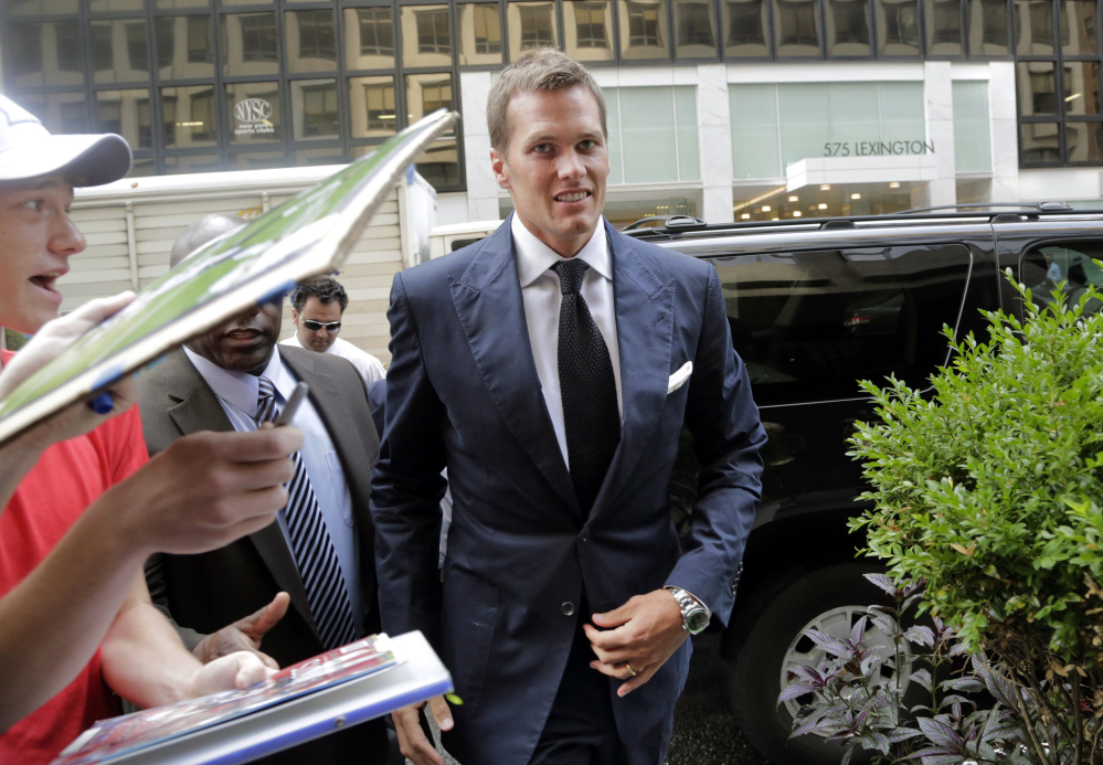 AP photo 
 New England Patriots quarterback Tom Brady arrives for his appeal hearing at NFL headquarters in New York on Tuesday.