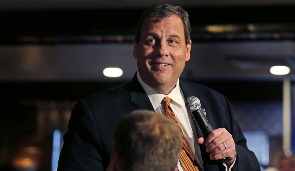 New Jersey Gov. Chris Christie smiles as he addresses a gathering during a town hall meeting at the Galley Hatch Restaurant in Hampton, N.H., Thursday, June 18, 2015.