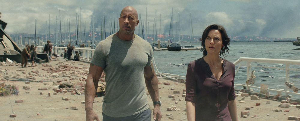 Dwayne “The Rock” Johnson and Carla Gugino star in the thriller “San Andreas.” The film earned an estimated $53.2 million over the weekend.