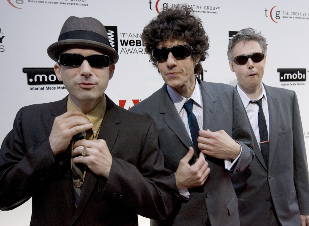 The Beastie Boys, from left to right, Adam “Ad-Rock” Horovitz, Michael “Mike D” Diamond, and Adam “MCA” Yauch, arrive to pick up a 2007 Webby Award in New York.