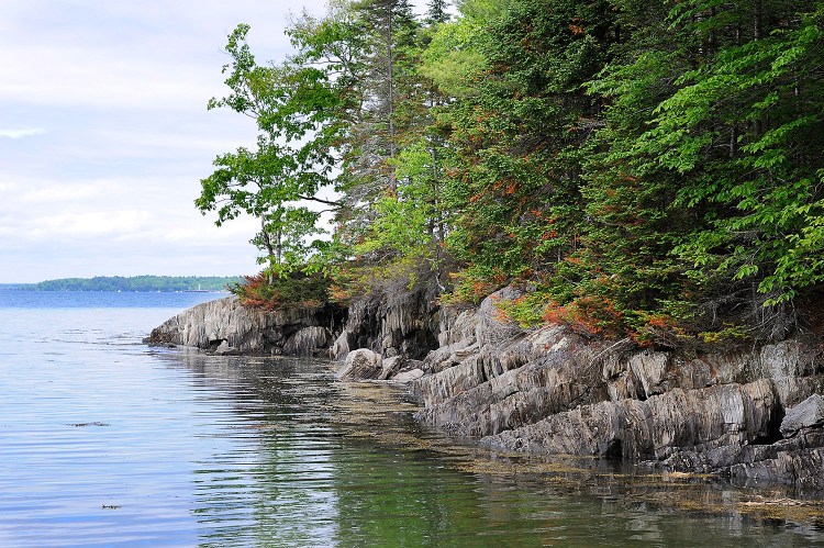 Ledges and rock outcropping line the shores of Clapboard East Preserve on Clapboard Island in Falmouth recently purchased for use by the public with money raised by Land for Maine's Future Program, Falmouth Land Trust and Maine Coast Heritage Trust.