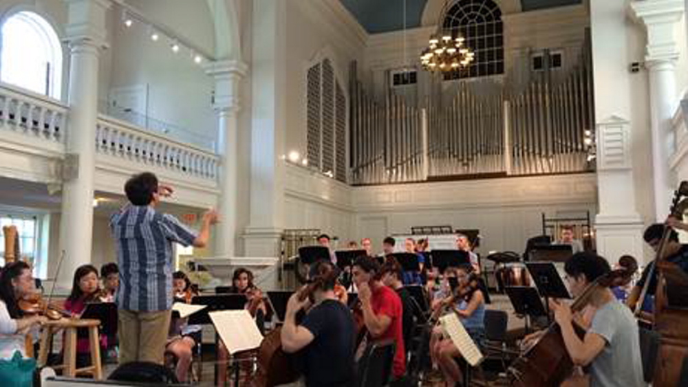 The Atlantic Music Festival Orchestra practices this week at Lorimer Chapel at Colby College. An official opening is planned for 7 p.m. Saturday at the chapel, with Maestro David Amado conducting.