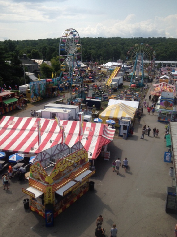 The view of the midway operated by Fiesta Shows during the 2014 annual Skowhegan State Fair.