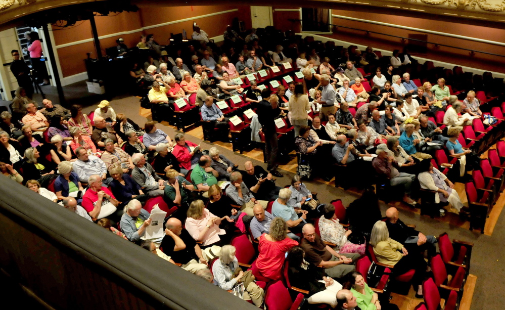 The Waterville Opera House fills with attendees of the movie “Fall” on Thursday prior to actor Michael Murphy receiving the Maine International Film Festival Mid-Life Achievement Award.