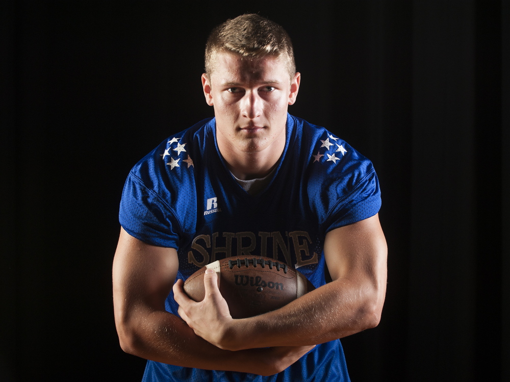 Kevin Bennett photo 
 Kyle Flaherty, of Oak Hill, poses during Lobster Bowl media day Tuesday at Dover-Foxcroft.