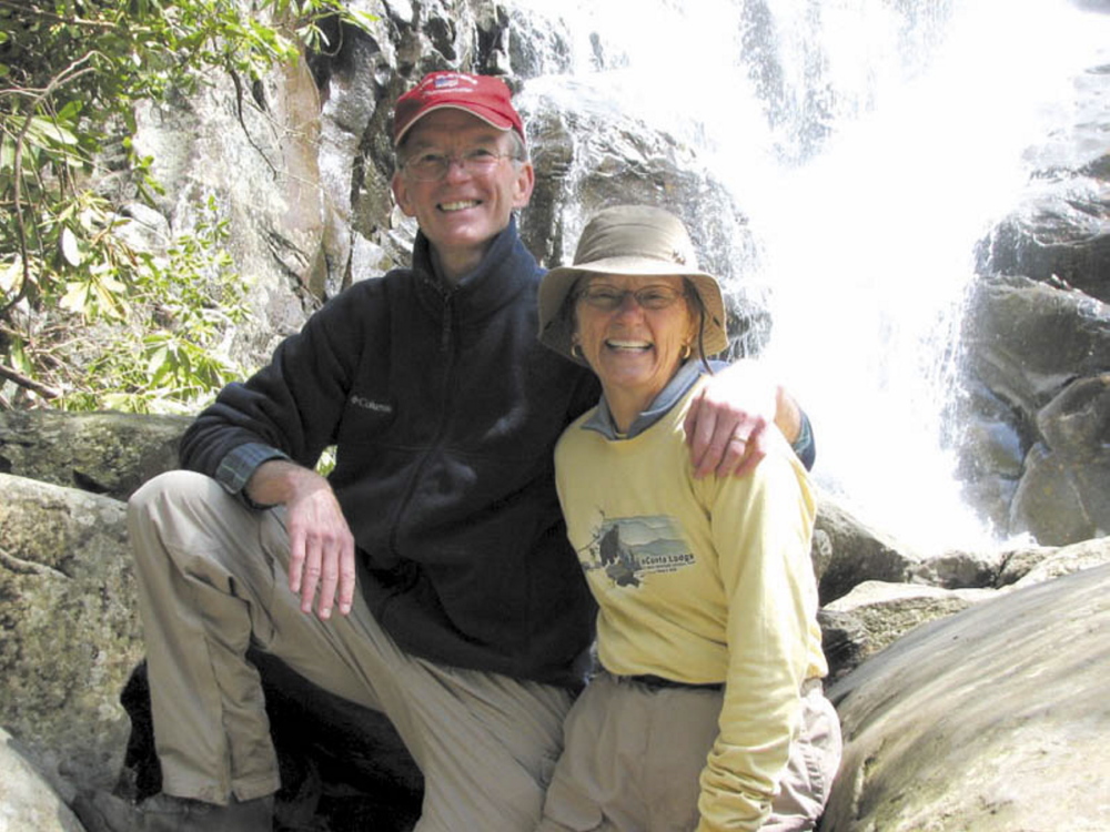 George Largay and his wife, Geraldine, are pictured at the Ramsey Cascades in Great Smoky Mountains National Park, which straddles the borders of Tennessee and North Carolina, in this photograph posted to Geraldine Largay’s Facebook profile in April 2013. Largay has been missing since July 2013 from a portion of the Appalachian Trail between Route 4 near Rangeley and Route 27 in Wyman Township.