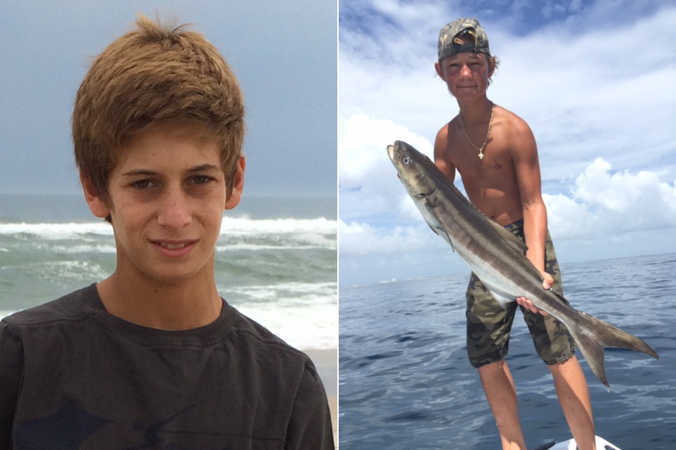 This combination made from photos provided by the U.S. Coast Guard shows Perry Cohen, left, and Austin Stephanos, both 14 years old. Cohen and Stephanos were last seen Friday afternoon, July 24, 2015, in the Jupiter, Fla. area buying fuel for their 19-foot boat before embarking on a fishing trip.