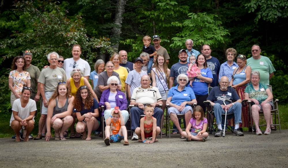 The 58th reunion of the descendants of John and Florrie Blackburn Hargreaves was hosted by Richard and Glenda Hargreaves and their family Sunday, July 5, at their Porter Lake home in New Vineyard. The photo includes several grandchildren of John and Florrie who attended the first reunion in 1958. They are accompanied by descendants of John and Florrie’s five children spanning several generations. The elder Hargreaves’ emigrated from England to Canada in the early 1900s, later making a move to North Anson, Maine. A day of socializing, activities on the water and a potluck lunch was enjoyed by the families. Attendees came from several Maine towns, including one from Virginia.