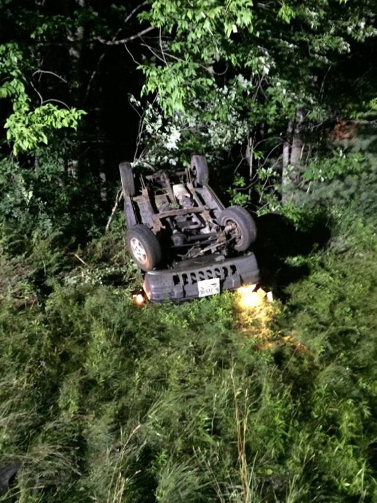 A Jeep overturned early Sunday morning on Interstate 95 in Sidney, injuring four people.