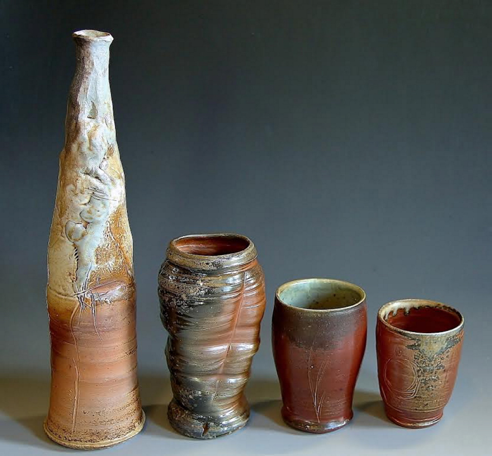 Anagama Bottle, Vase, Tumbler and Cup by Cory Upton-Cosulich.
