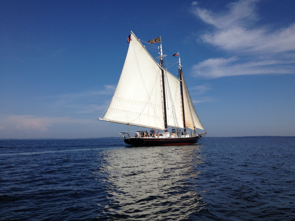 The Schooner J. & E. Riggin. Sailing in fair weather is optimal, but a plan and flexibility saves a galley cook in rough seas.